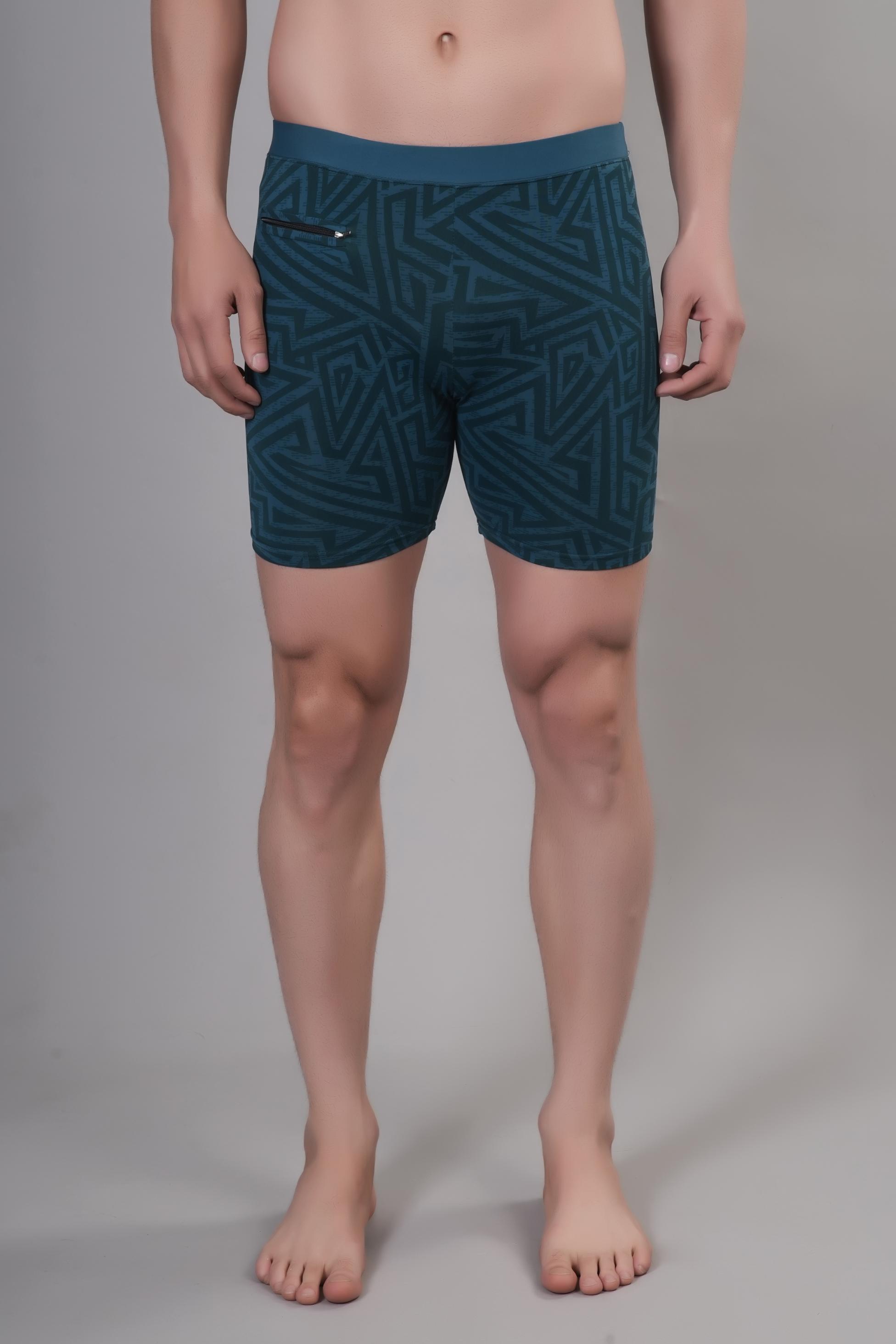 Men Printed Slim-Fit High-Waist Swim Bottoms