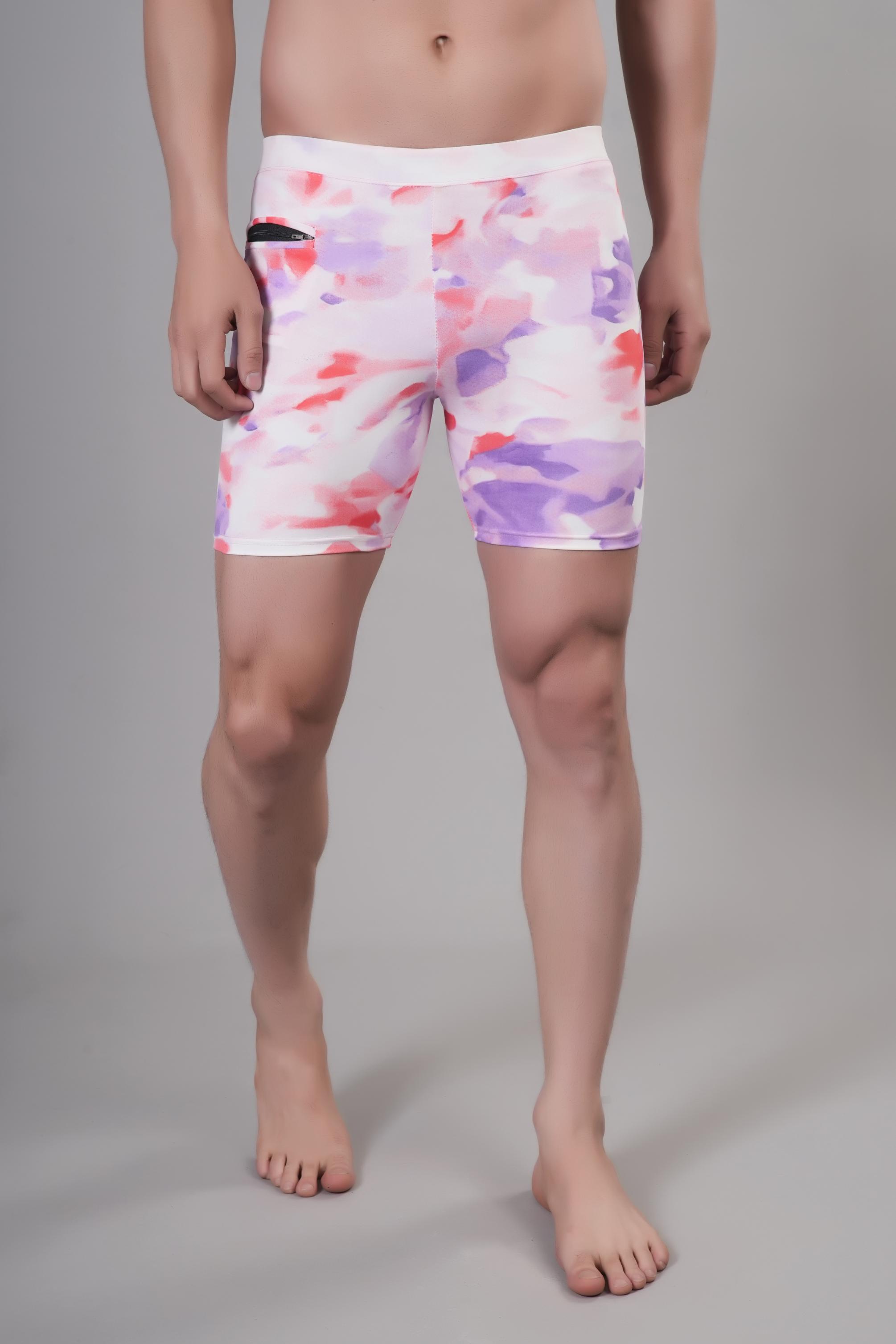 Men Printed Slim-Fit High-Waist Swim Bottoms