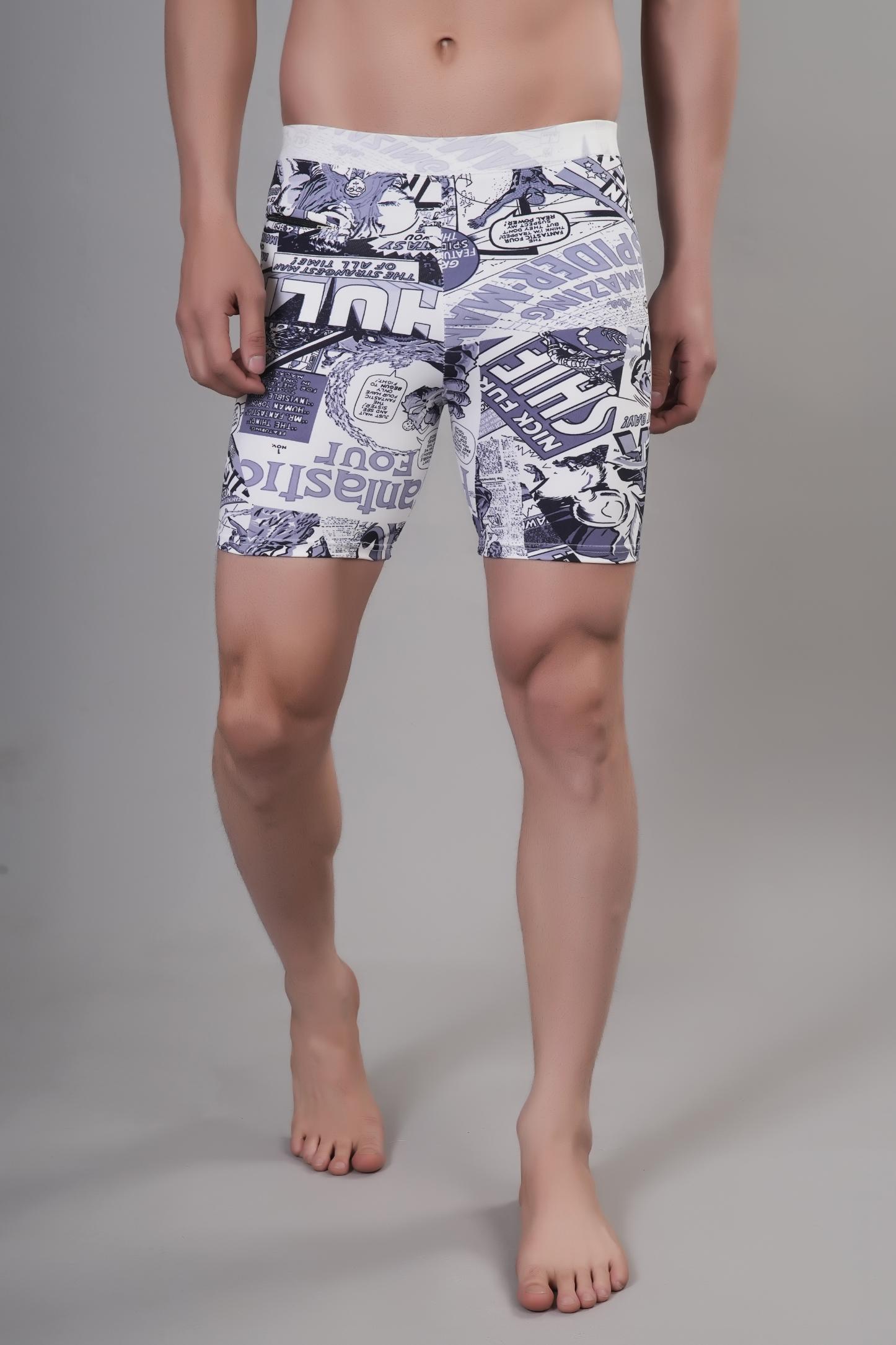 Men Printed Slim-Fit High-Waist Swim Bottoms