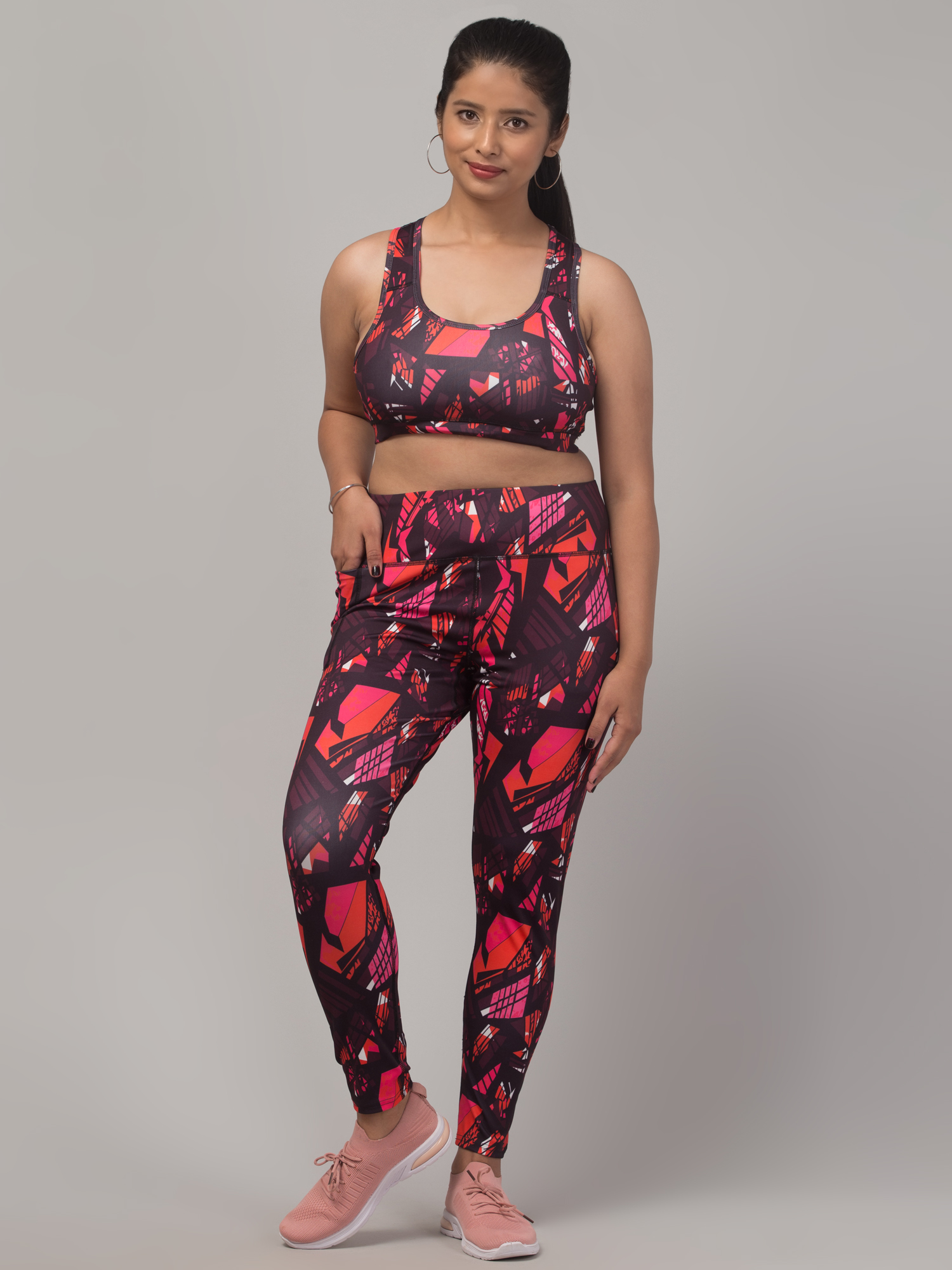 Round Neck Crop Top & Absolute Fit Tights with Side Pocket  Co-Ords