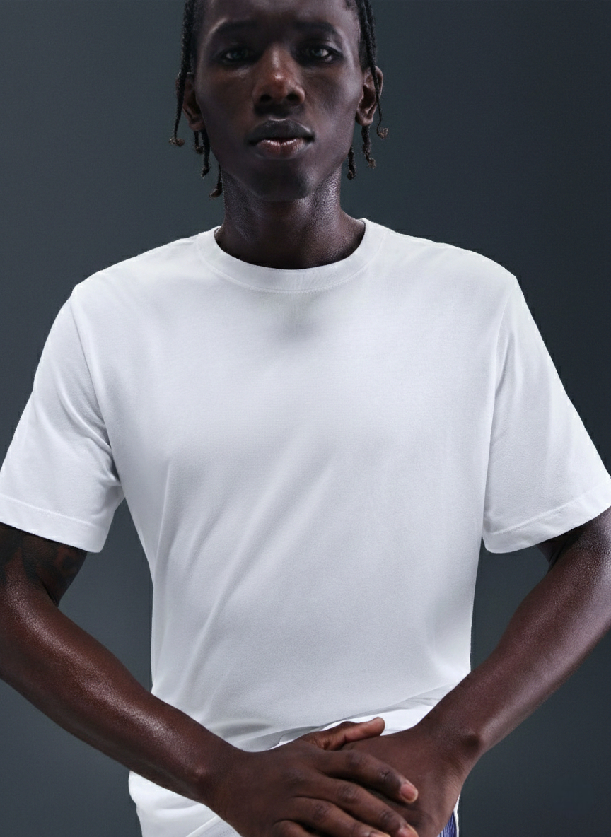 Men Solid Round Neck Pure Cotton Blend  T-Shirt