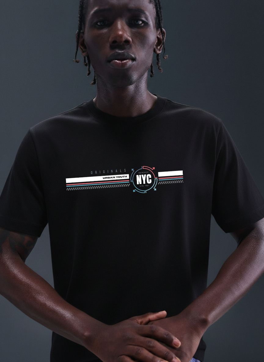 Men Solid Round Neck Pure Cotton Blend  T-Shirt
