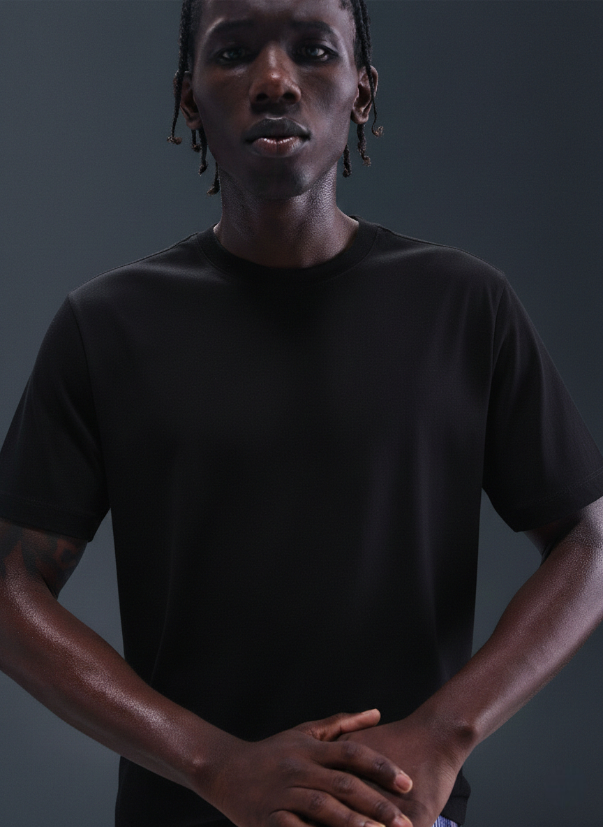 Men Solid Round Neck Pure Cotton Blend  T-Shirt