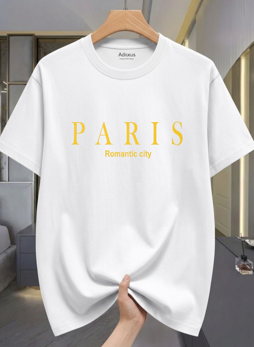 Men Solid Round Neck Cotton Blend White T-Shirt