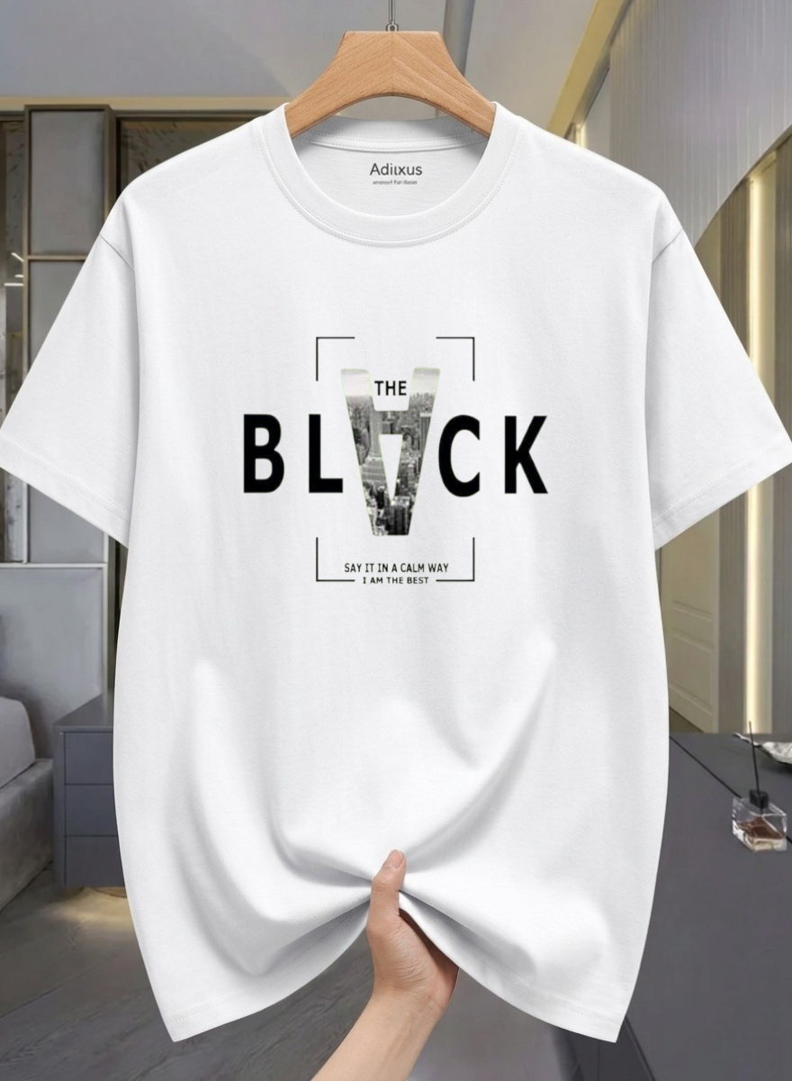 Men Solid Round Neck Cotton Blend White T-Shirt