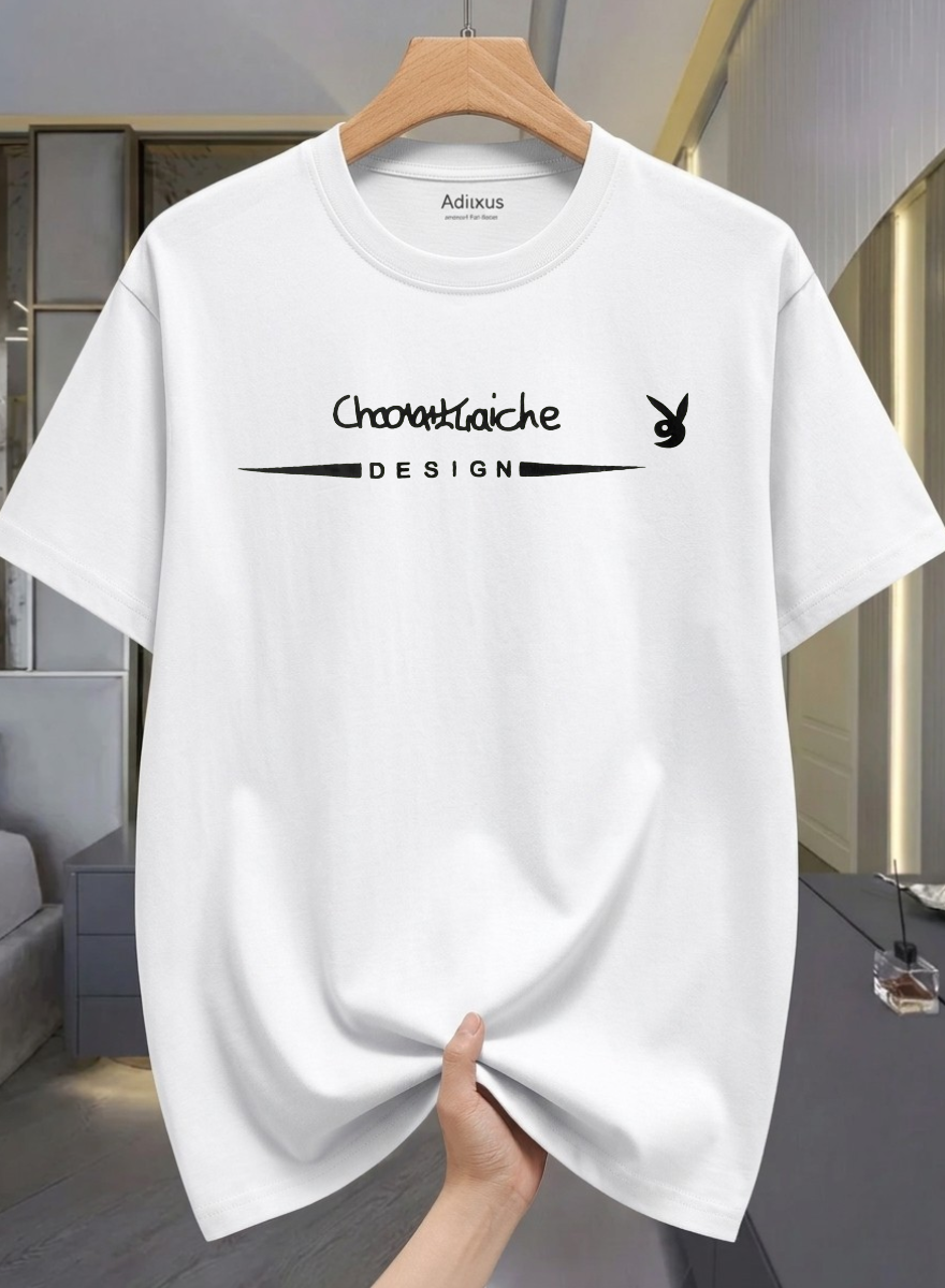 Men Solid Round Neck Cotton Blend White T-Shirt