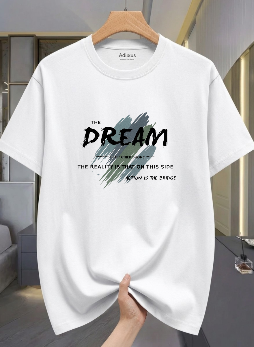 Men Solid Round Neck Cotton Blend White T-Shirt