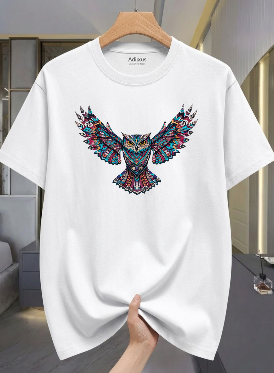 Men Solid Round Neck Cotton Blend White T-Shirt