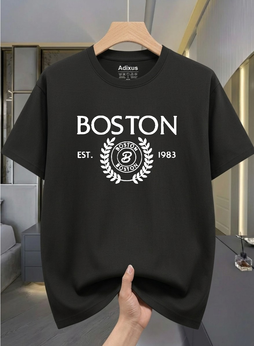 Men Solid Round Neck Cotton Blend Black  T-Shirt