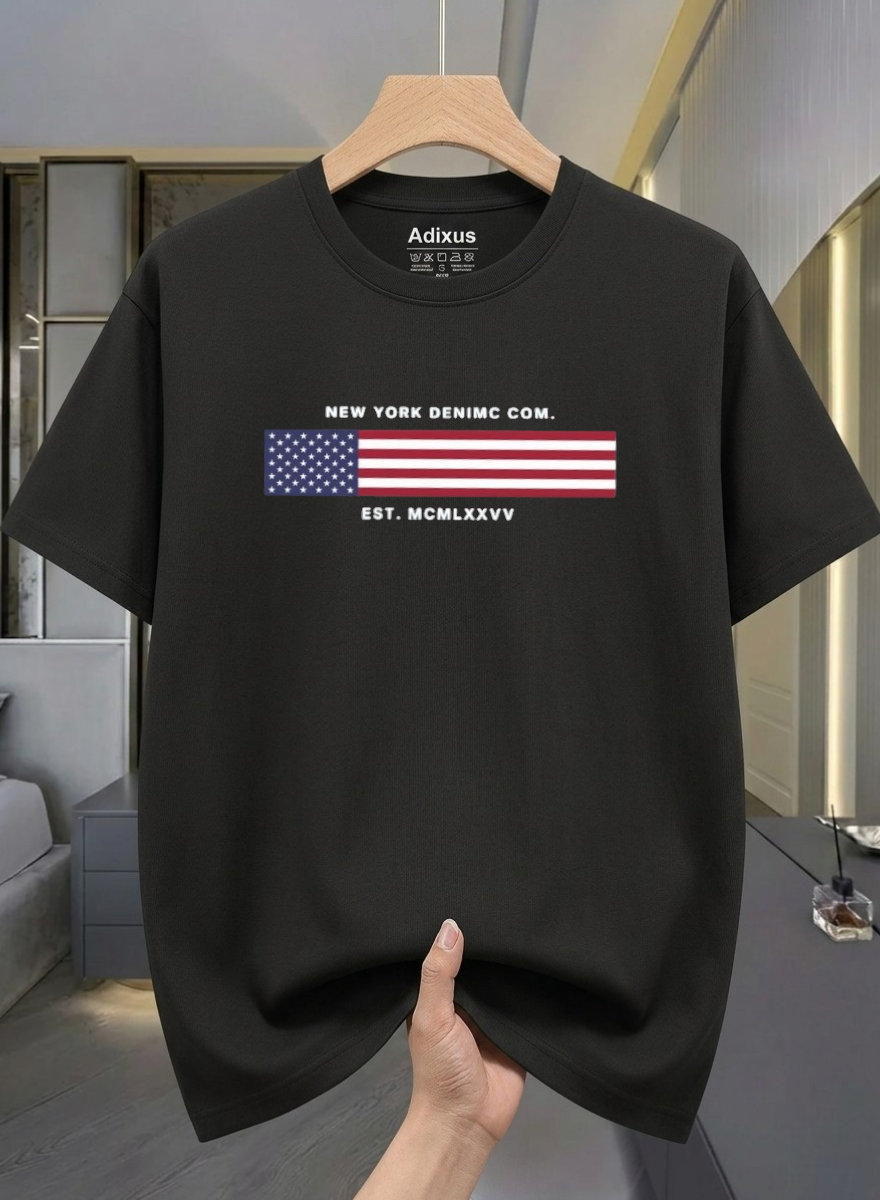 Men Solid Round Neck Cotton Blend Black  T-Shirt