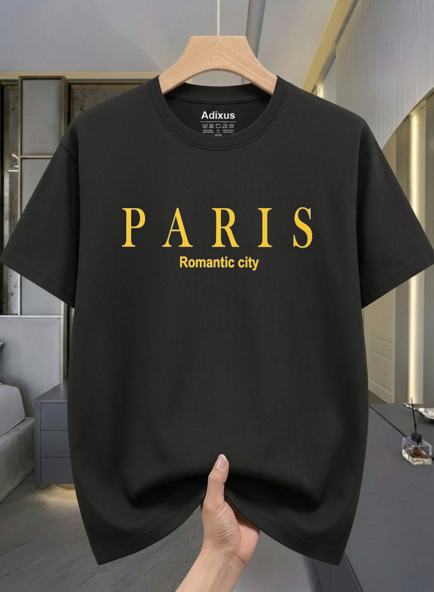 Men Solid Round Neck Cotton Blend Black  T-Shirt