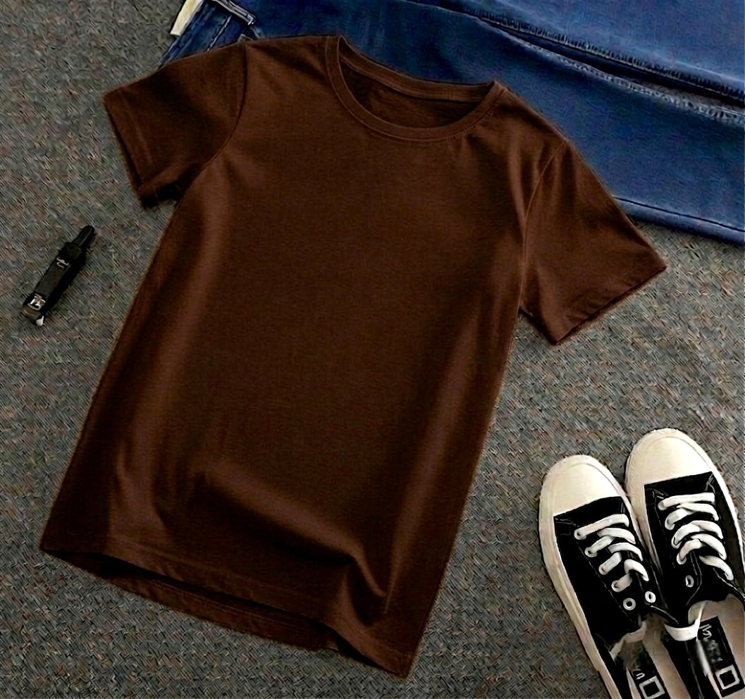 Pure Cotton Tshirt For Kids - Brown