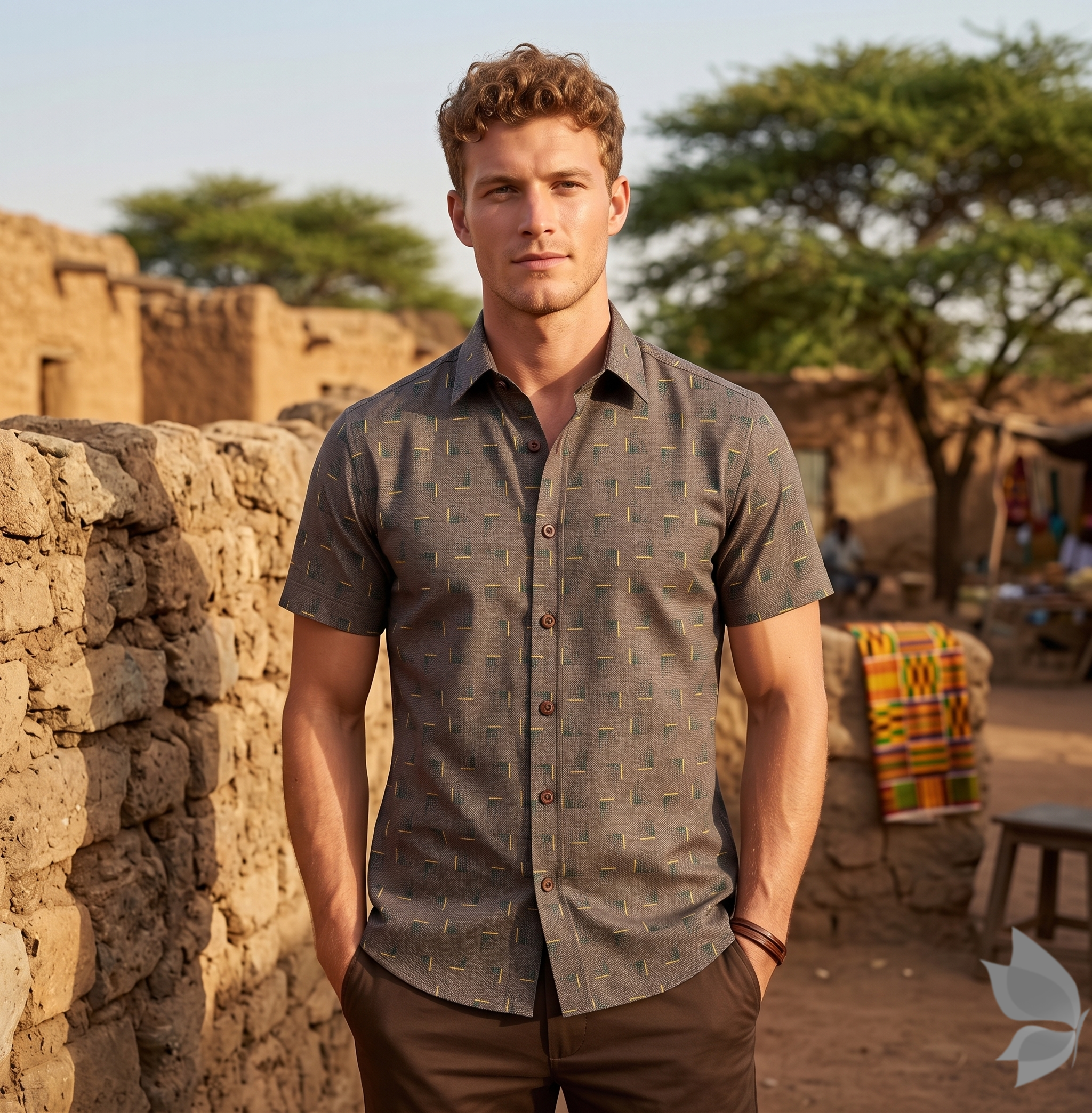 Raymond 100% Egyptian Giza Cotton (Premium Cotton) Brown Printed Pattern Unstitched Shirt Fabric of 1.60 meters / VV2388AR