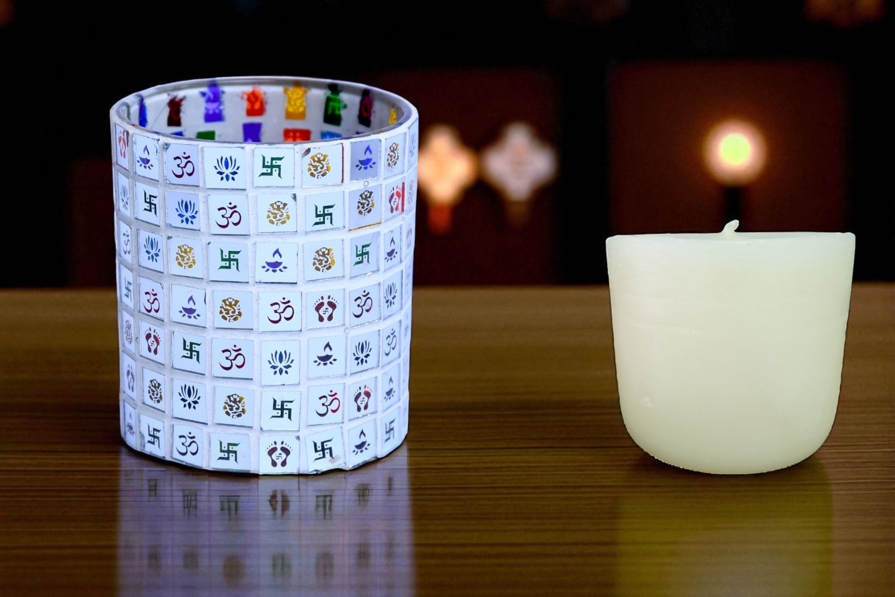 Mosaic Glass T-Light Candle Holder