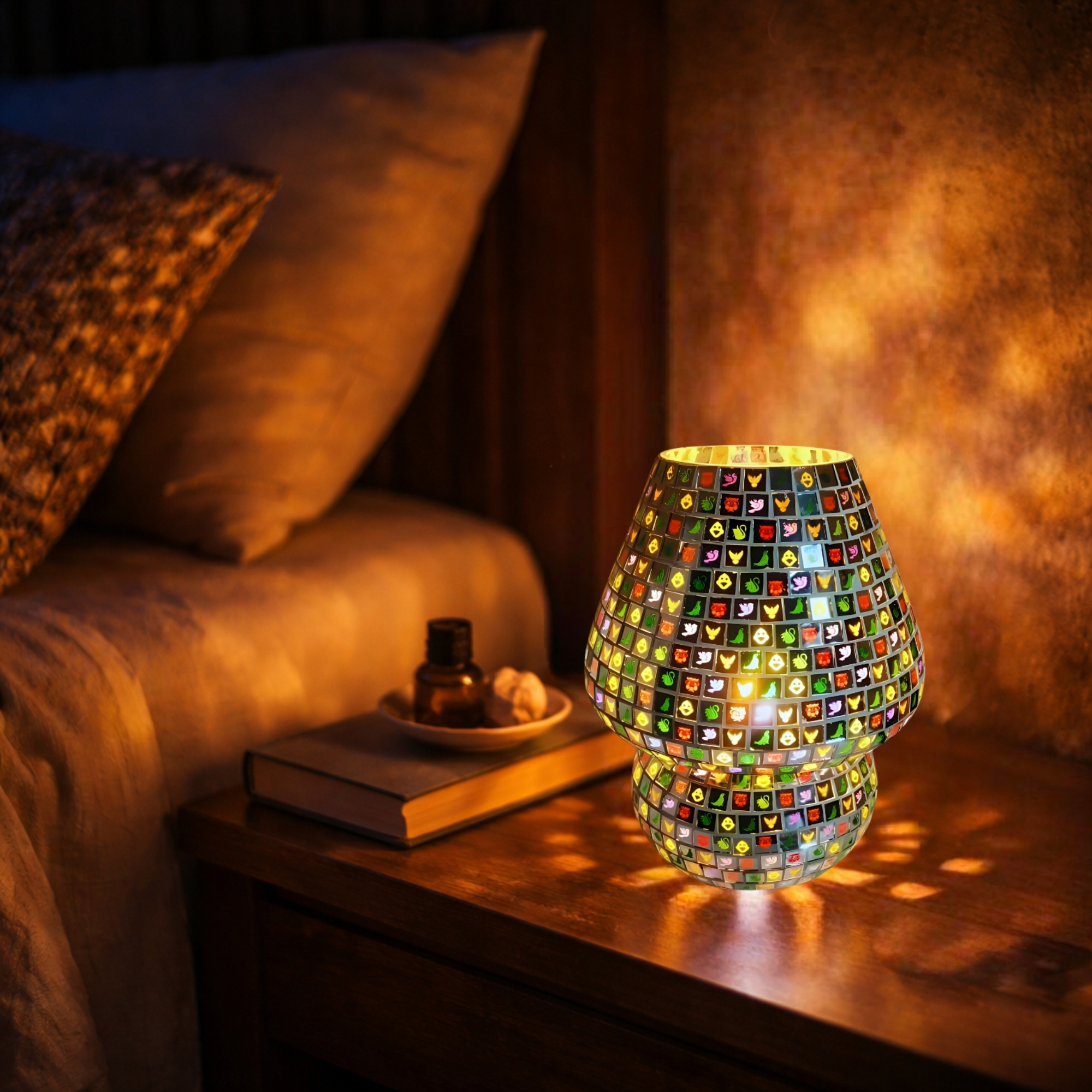 Mosaic Glass Table Lamp for Living Room