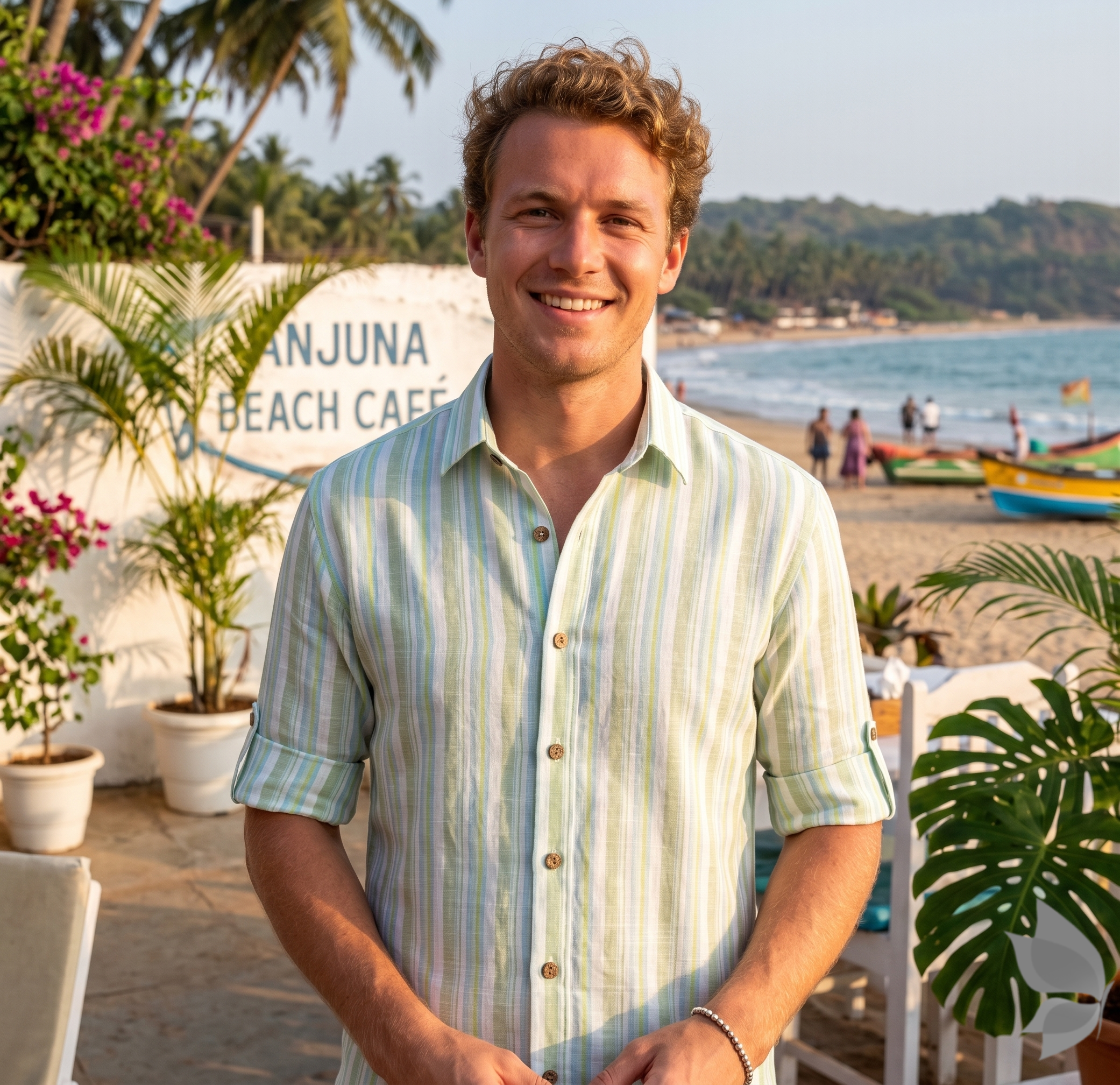 J.Hampstead Moretti Premium Egyptian Collection with 100% Giza Cotton Green Striped Pattern Unstitched Shirt Fabric of 1.6 mts - Made In Italy / VV2755