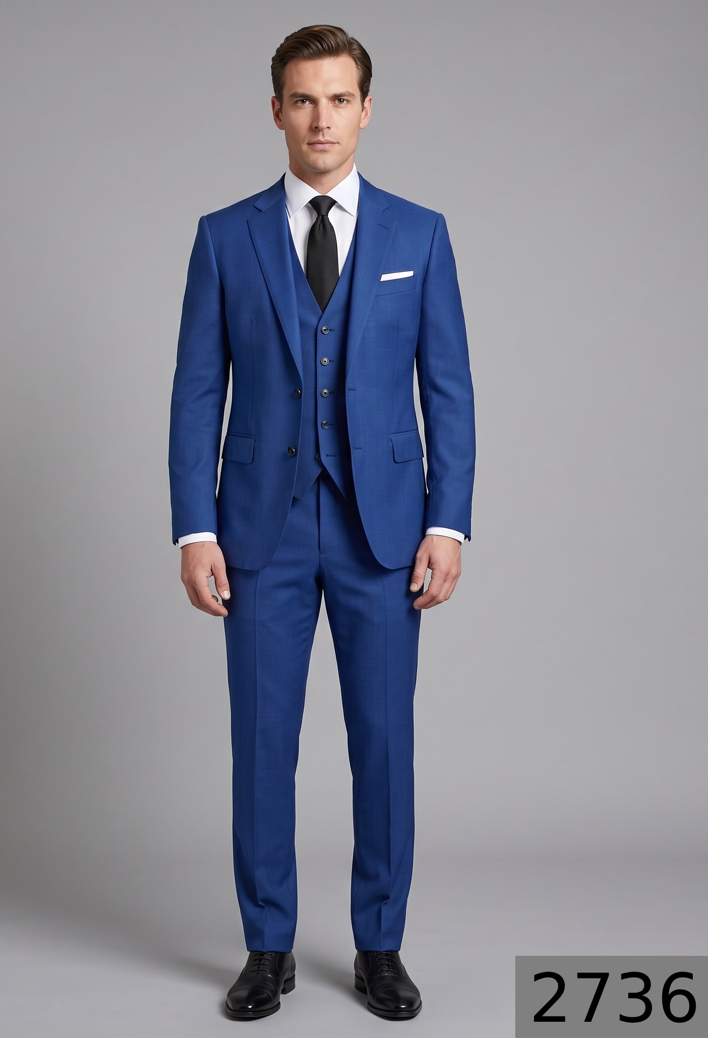 Raymond "Champions" collection Super 90's merino wool with stretch Blue color Solid pattern unstitched Suit fabric of 3.5 meters / VV2736
