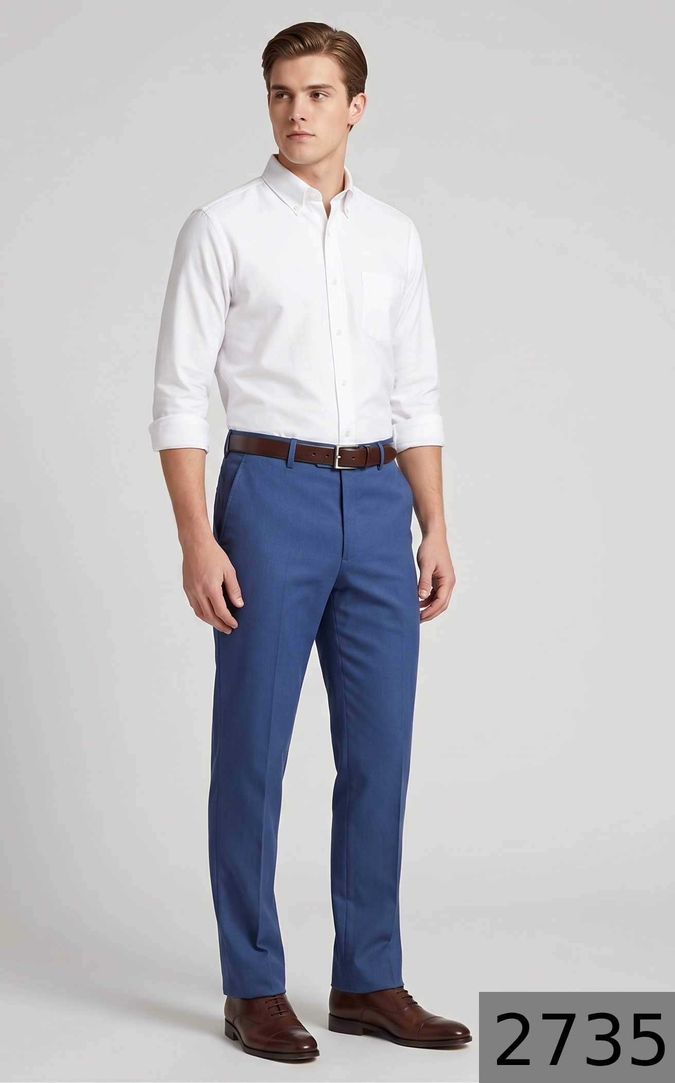 Raymond "Champions" collection Super 90's merino wool with stretch Blue color Solid pattern unstitched Trouser fabric of 1.3 meters / VV2735