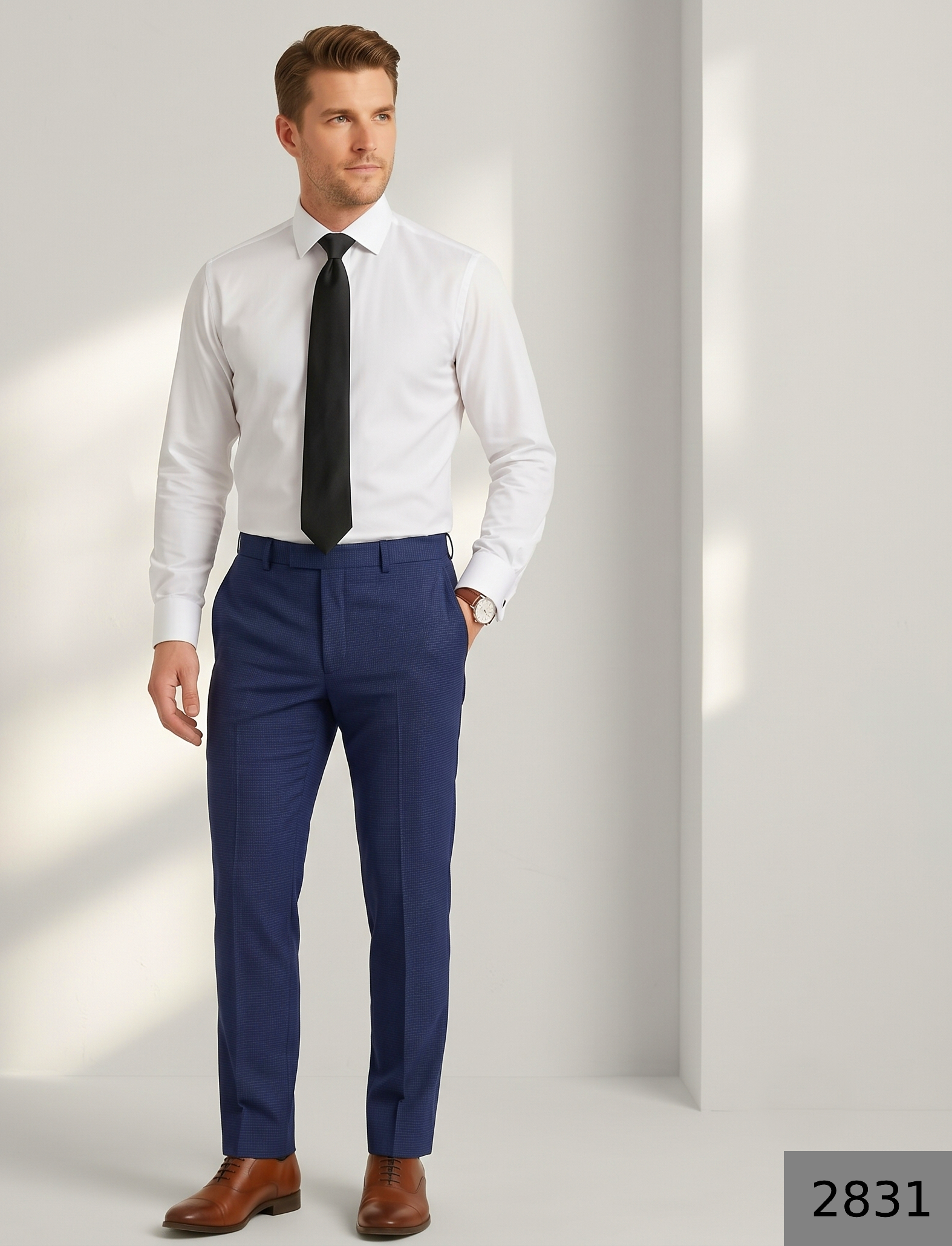 RAYMOND 45% AUSTRALIAN MERINO WOOL BLENDED FABRIC STEEL BLUE COLOUR CHECKERED PATTERN UNSTITCHED TROUSER FABRIC OF 1.25 MTS / VV2831